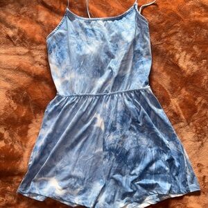 Blue Tie-Dye Spaghetti Strap Romper